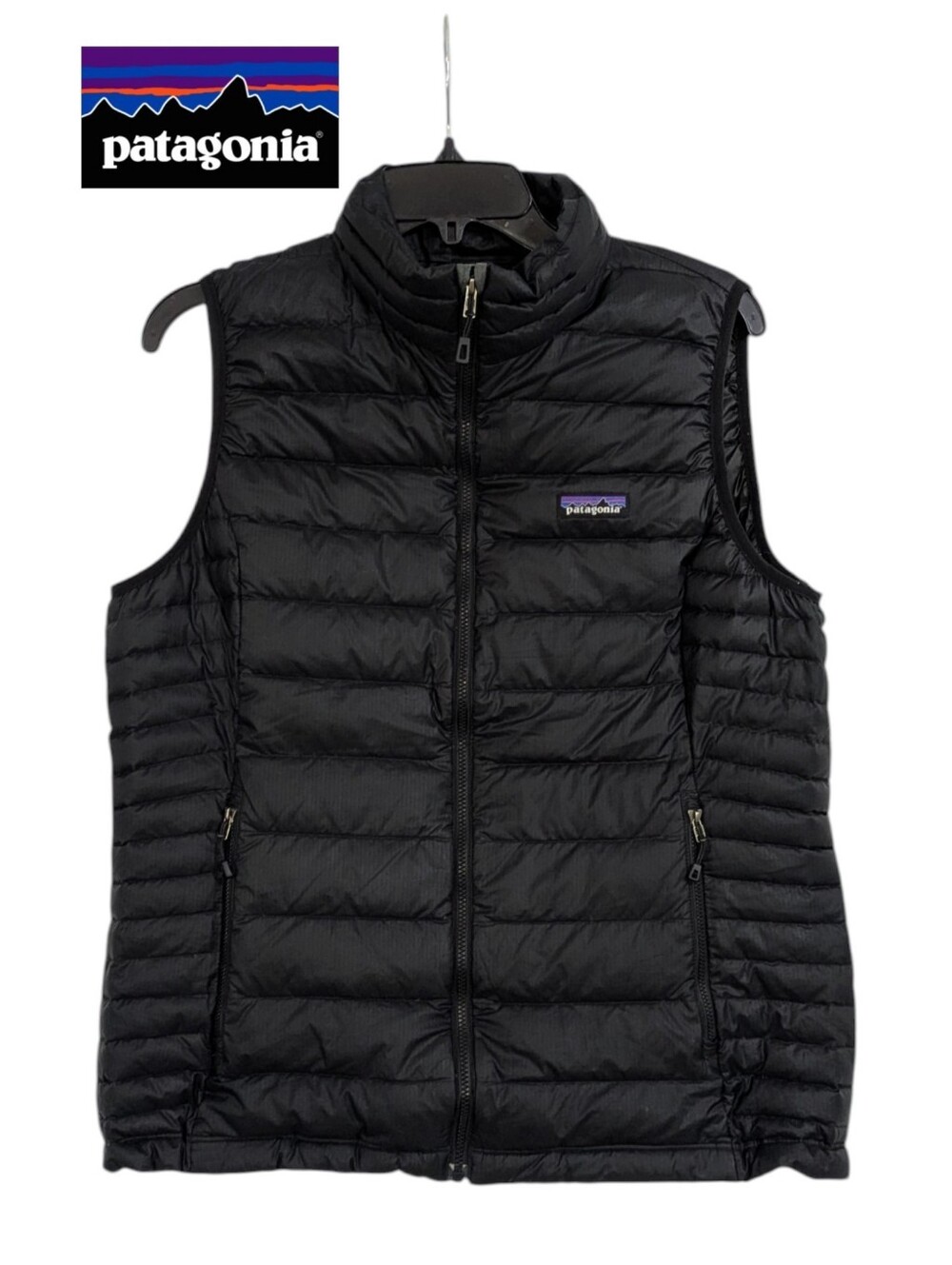 Patagonia Down Sweater Vest - Size Large Womens - Black Winter Jacket Coat